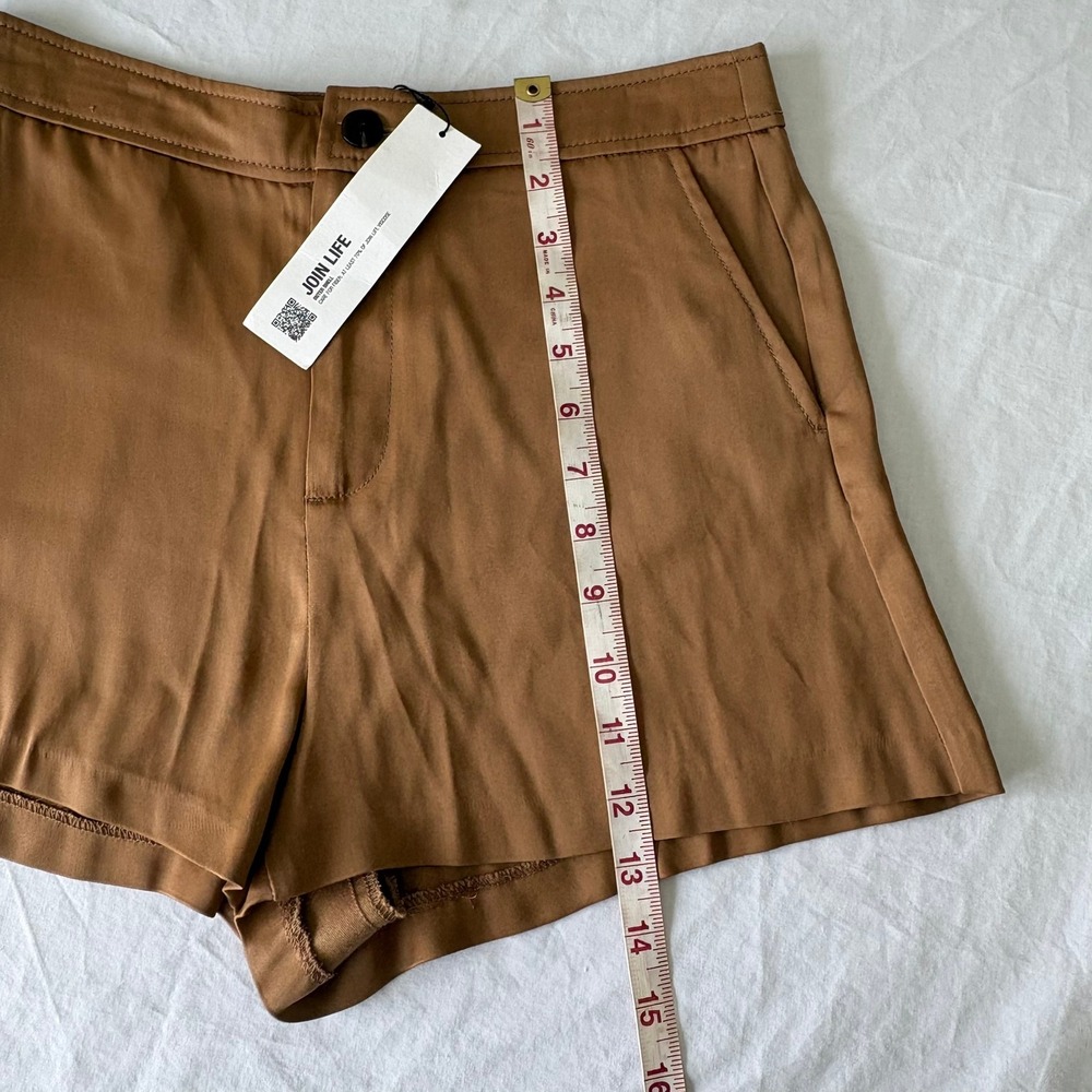 NWT Zara Camel Brown High Waisted Tailored Shorts 100% Viscose Dressy 8757/607 S - Picture 4 of 13